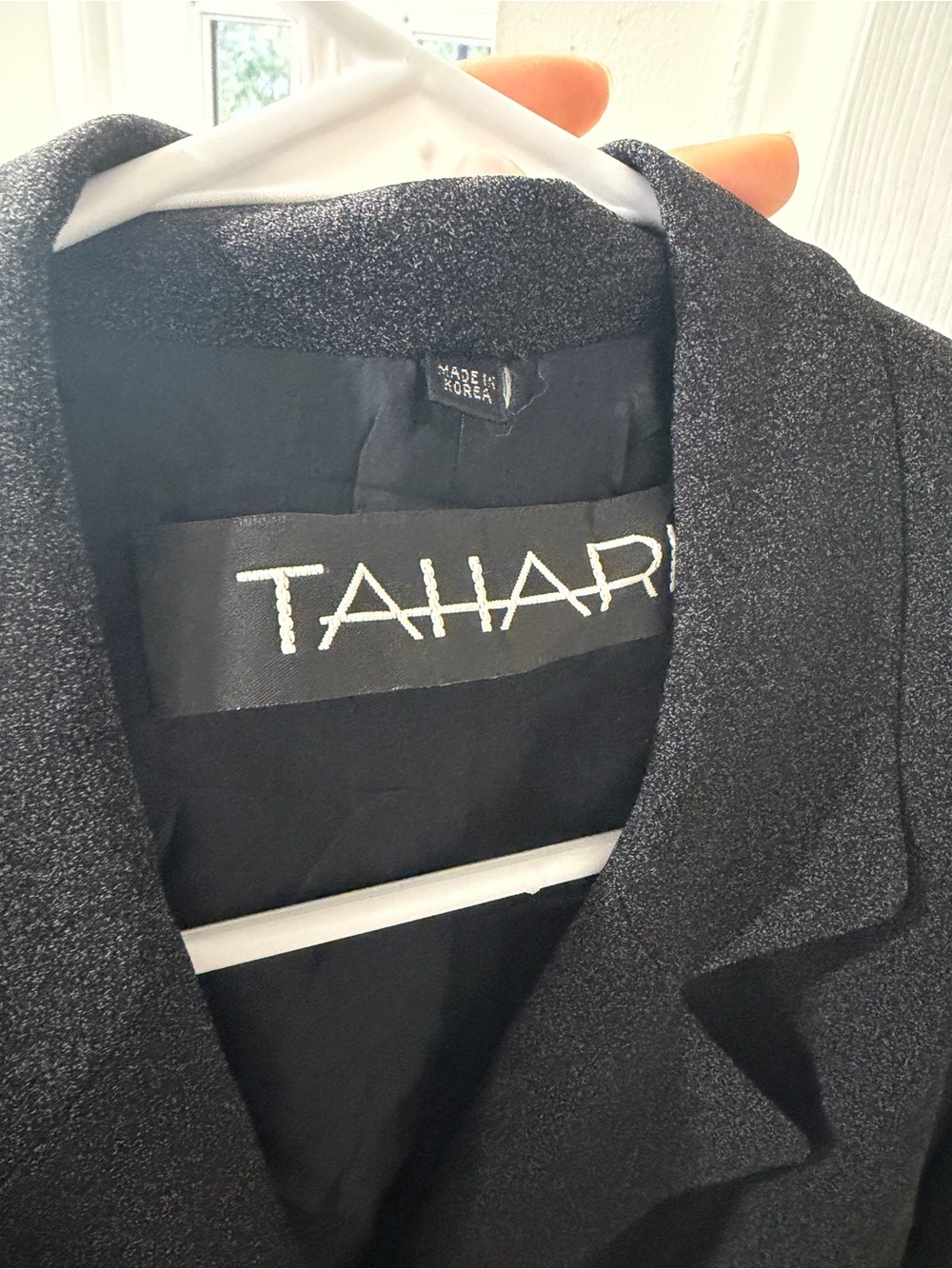 Vintage Tahari Structured Tie Waist Drape Blazer Dress - Charcoal Gray - Picture 5 of 5